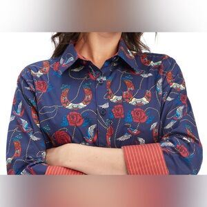 Ariat Blue and Red Floral Button-Up Shirt